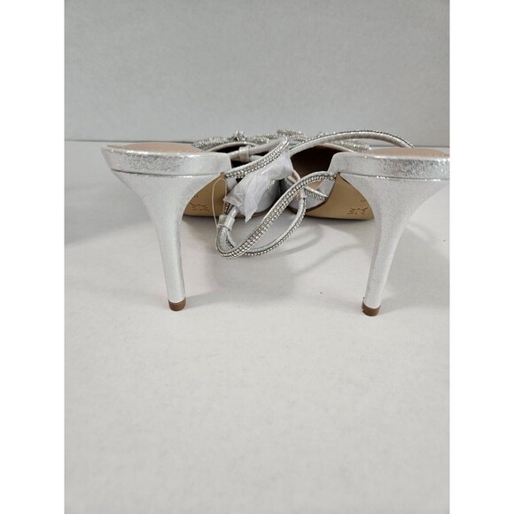 BCBGeneration Annese Silver And Rhinestone Heels Ankle Straps Size 8 Swiftie - Picture 5 of 8